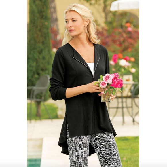 Soft Surroundings Jackets & Blazers - Soft Surroundings Calista Jacket in Black Size S French Terry Zip Front Neutral